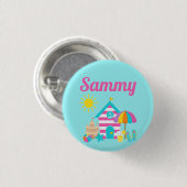 Schattige leuke kinderen strand zomer ronde button 3,2 cm (Voorkant /achterkant)