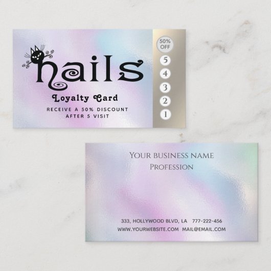 Schattige leuke leuke nagels kat loyalty kaart (Voorkant / Achterkant)