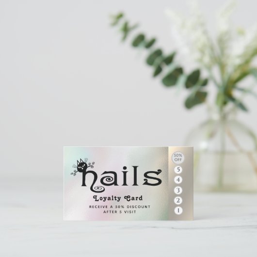 Schattige leuke nagels met een trouwe logo klantenkaartje (Staand voorkant)