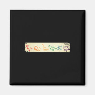 Schattige Leuke Regenboog Dinosaurus Lijn Kunst Kl Magneet