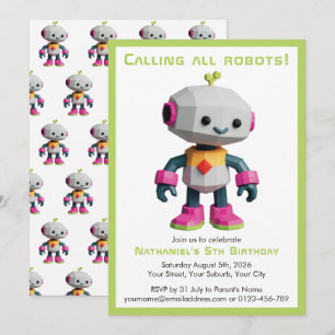Schattige Leuke Robot Kinderverjaardag Kaart