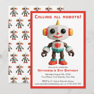 Schattige Leuke Robot Kinderverjaardag Kaart