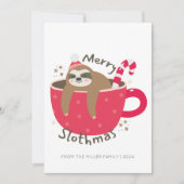 Schattige Leuke Vrolijke Sloth Kerst Luiaard in Mo Feestdagenkaart (Voorkant)