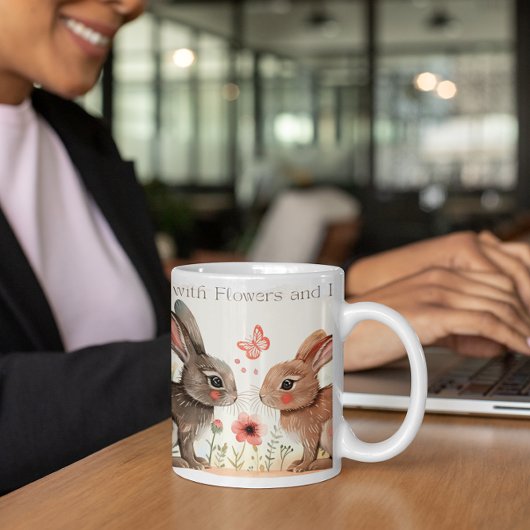 Schattige leven is beter met konijntjes koffiemok