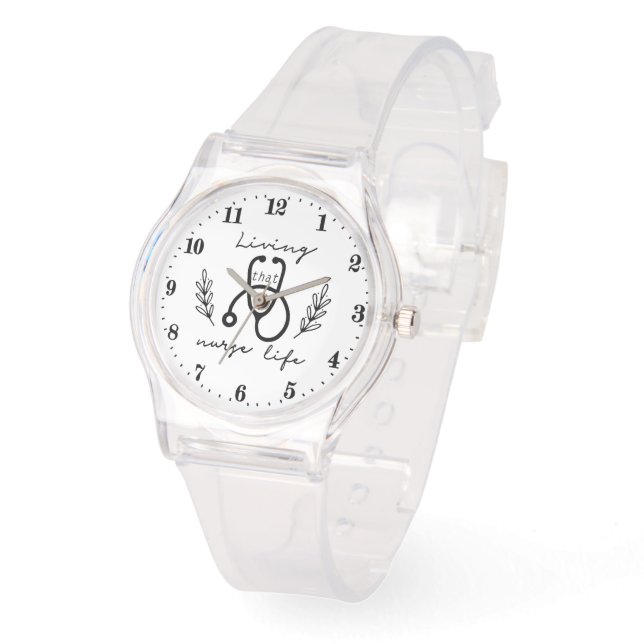 Schattige leven Nurse life word art Horloge (Hoek)