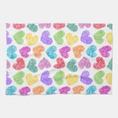 Schattige Levendig Doodled Heart Valentijnsdag Pat Theedoek (Horizontaal)