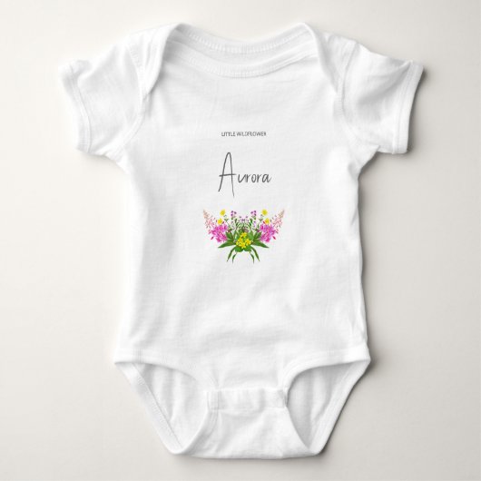 Schattige Levendig Geel Roze Wildflower Script Romper (Voorkant)