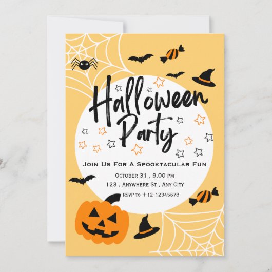 Schattige Levendig Geel Sinaasappel Spooktacular H Kaart (Voorkant)