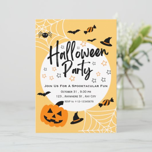 Schattige Levendig Geel Sinaasappel Spooktacular H Kaart (Staand voorkant)