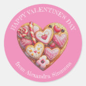Schattige Levendig Heartful of Sweets Valentijn's  Ronde Sticker (Voorkant)