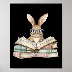 Schattige lezen Bunny Gles Boekenwurm Reader Teac Poster