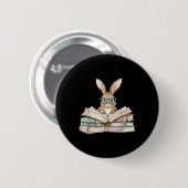 Schattige lezen Bunny Gles Boekenwurm Reader Teac Ronde Button 5,7 Cm (Voorkant /achterkant)