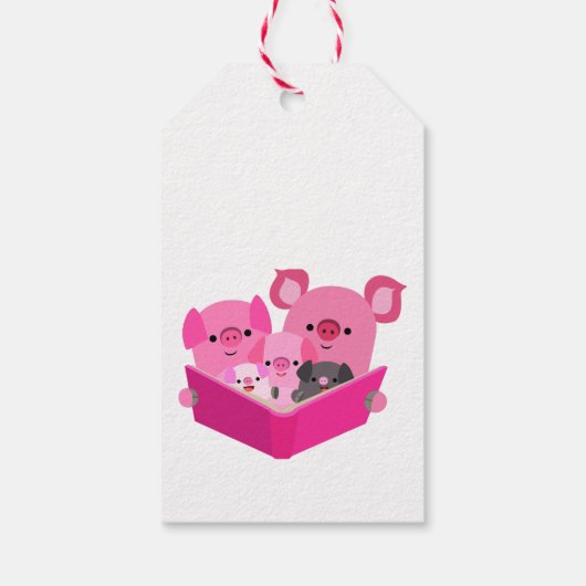 Schattige Lezen Cartoon Varkensgeschenk Label Cadeaulabel (Achterkant)