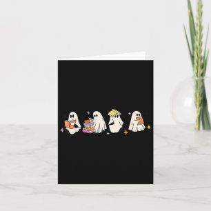 Schattige lezen Ghost Halloween Ghost Book Spooky Kaart