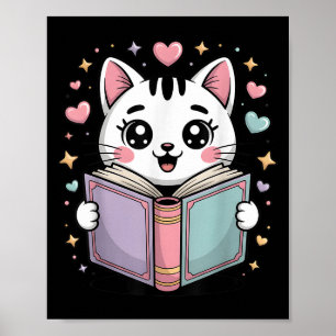 Schattige lezen Kattenboek Lover Leraar Librarian Poster