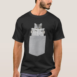 Schattige lezen kitten kat in je broekzak t-shirt