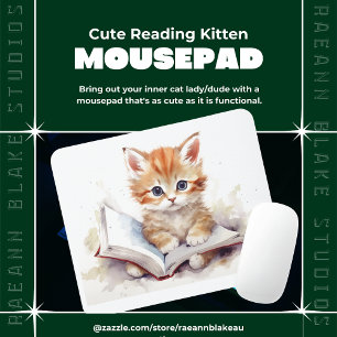 Schattige Lezen Kitten Mousepad Muismat
