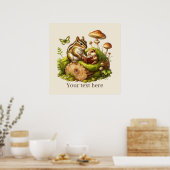 Schattige lezen Nook Woodland Animals Aanpasbaar Poster (Keuken)
