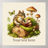Schattige lezen Nook Woodland Animals Aanpasbaar Poster (Voorkant)