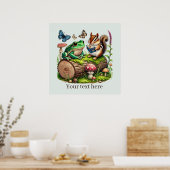 Schattige lezen Nook Woodland Animals Aanpasbaar Poster (Keuken)