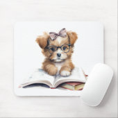 Schattige lezen puppy mousepad muismat (Met muis)