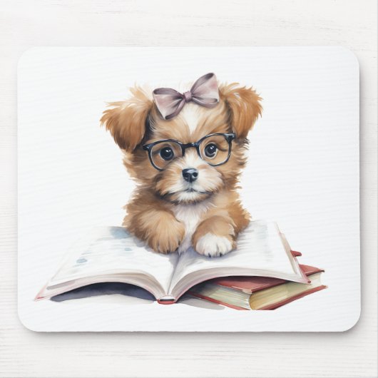 Schattige lezen puppy mousepad muismat (Voorkant)
