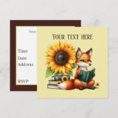 Schattige lezen vossenboek of clubfeest kaart (Voorkant / Achterkant)