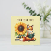 Schattige lezen vossenboek of clubfeest kaart (Staand voorkant)