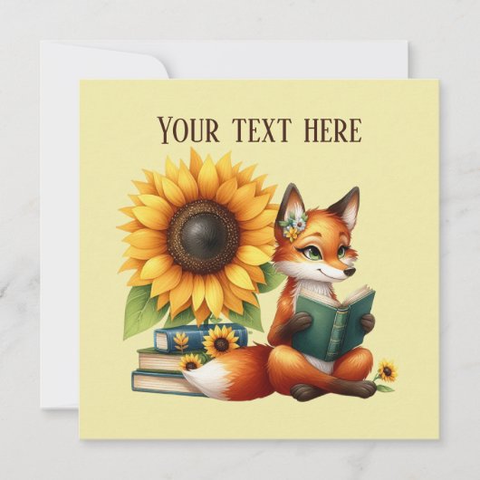 Schattige lezen vossenboek of clubfeest kaart (Voorkant)
