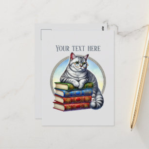 Schattige lezende kattenliefhebbers briefkaart