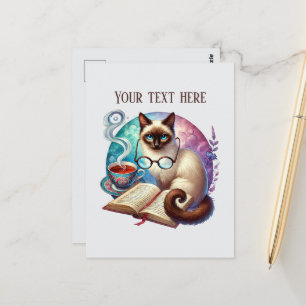 Schattige lezende kattenliefhebbers briefkaart