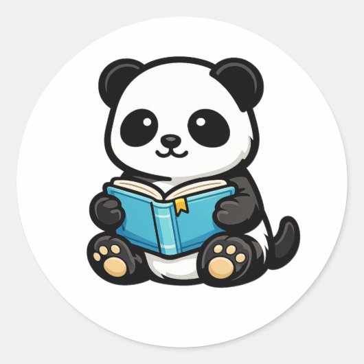 Schattige Lezende Panda Kawaii Sticker (Voorkant)