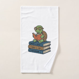 Schattige lezende schildpad op boeken Vintage Vect Handdoek