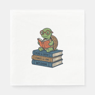 Schattige lezende schildpad op boeken Vintage Vect Servet