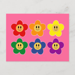 Schattige LGBT Regenboem Bloem - Roze Achtergrond Briefkaart