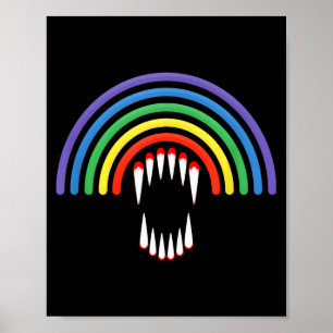 Schattige Lgbtq Vamre Lgbt Halloween Geest Regenbo Poster