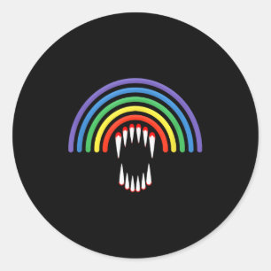 Schattige Lgbtq Vamre Lgbt Halloween Geest Regenbo Ronde Sticker