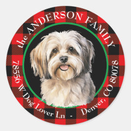 Schattige Lhasa Apso Hondenbuffel Plaid Retouradre Ronde Sticker