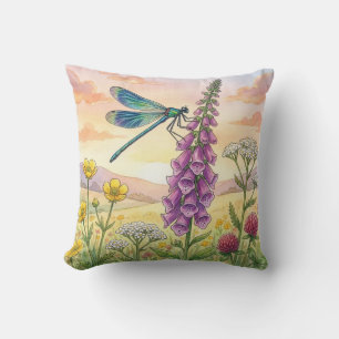 Schattige Libel en Bloemen Kleine Insecten Kussen