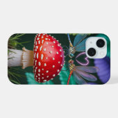 Schattige Libellen op een Paddenstoel - iPhone 15 Case (Achterkant horizontaal)