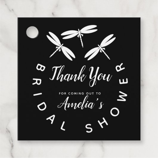 Schattige Libellen  Zwart  Trouwfeest Bedankt Bedankjes Labels (Voorkant)