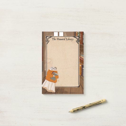 Schattige Librarian Ghost Spooky notitieblok Post-it® Notes (Op bureau)