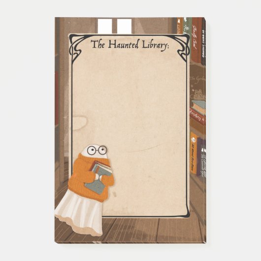 Schattige Librarian Ghost Spooky notitieblok Post-it® Notes (Voorkant)