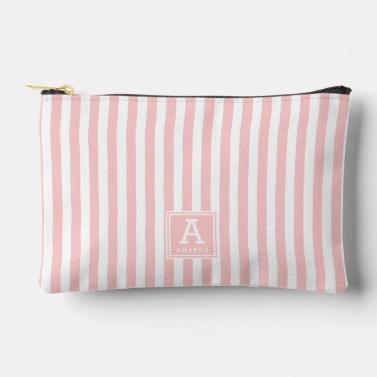 Schattige Licht Blush Roze Strepen Monogrammed Ini Etui (Voorkant)