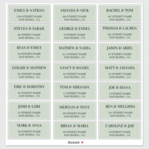 Schattige Licht Groen Bruiloft Gast Adresetiketten Sticker