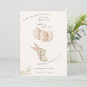 Schattige Licht Roze Baby Bunny Baby shower Kaart (Staand voorkant)