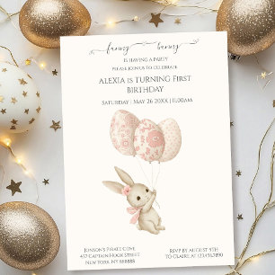 Schattige Licht Roze Baby Bunny Paasverjaardag Kaart