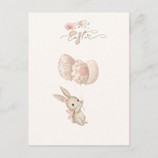 Schattige Licht Roze Baby Bunny Pasen Feestdagenkaart (Voorkant)