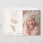 Schattige Licht Roze Baby Bunny Pasen Kaart (Voorkant)