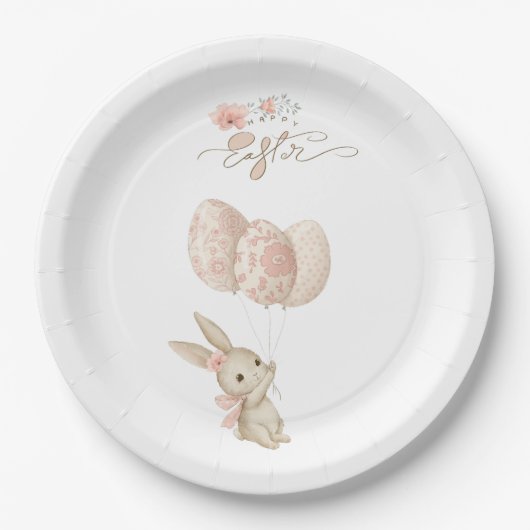 Schattige Licht Roze Baby Bunny Pasen Papieren Bordje (Voorkant)